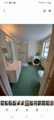 a bathroom with a sink and a toilet at Huset med utsikt til innsjøen -8 min til Gjøvik sentrum in Gjøvik