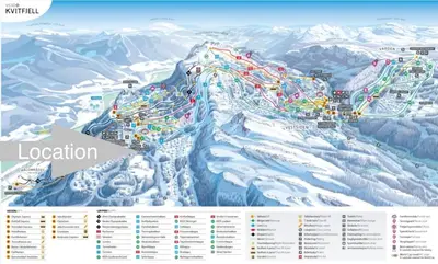 a map of a ski resort in the mountains at Cozy cabin apartment, ski-in ski-out at Kvitfjell in Kvitfjell