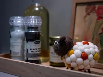 a small stuffed animal on top of a shelf at Modern Apartment in 1840-Building at Nordnes in Bergen
