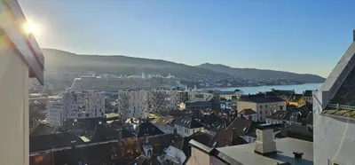 a view of a city with buildings and a harbor at Best view in town in Bergen