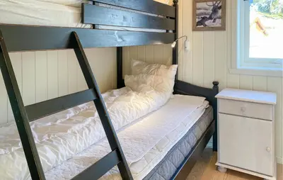 a bedroom with a bunk bed with a ladder at Cozy Home In Stryn With Sauna in Stryn