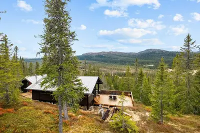 an aerial view of a house in the woods at Close To Nature In Ål Cabin At Haglebu in Eggedal