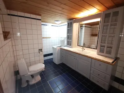 a bathroom with a toilet and a sink and a mirror at Hemsedal - 2 bedrooms - WI-FI in Hemsedal