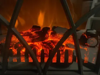 a fire in a stove with some meat in it at Bekkvang Fjøs Tiny House in Trysil