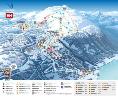 a map of a ski resort in the mountains at Modern Family Cabin at Norefjell - Views and Hiking in Eggedal