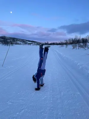 a young child is playing in the snow at Cottage in scenic surroundings in Hol