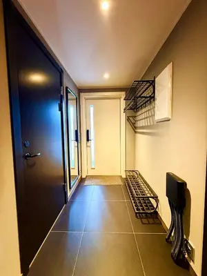 a hallway with a room with a door at Geilolie - apartment in Geilo in Geilo