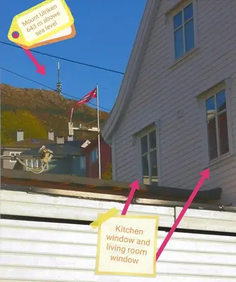 a house with a warning sign in front of a house at Home is where your heart is! in Bergen