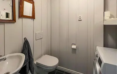 a small bathroom with a toilet and a sink at Lovely Home In Aurdal With Sauna in Aurdal
