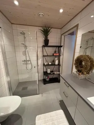 a bathroom with a shower and a sink at Apartment in Myrkdalen Voss in Vossevangen
