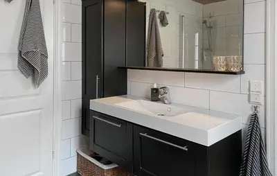 a bathroom with a sink and a mirror at Beautiful Home In Bjorli With Wifi in Bjorli