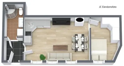 a plan of a room with a floor plan at Apartment in the Heart of Ålesund in Ålesund