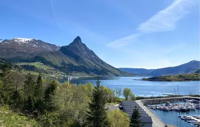 a view of a body of water with a mountain at 2 Bedroom Lovely Home In Ørsta in Ørsta
