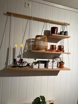 a shelf with potted plants on a wall at Ski in-Ski out with Mountain View at Voss in Vossevangen
