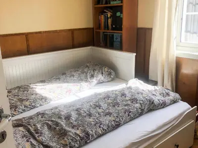 a bed with two pillows on it in a bedroom at 6 person holiday home in Lillehammer in Lillehammer