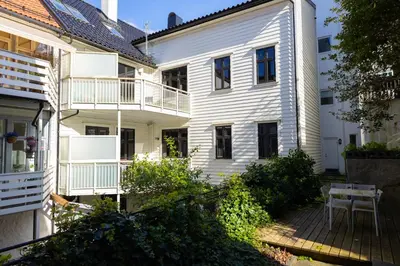 a view of the back yard of a house at Private Apartment in Bergen in Bergen