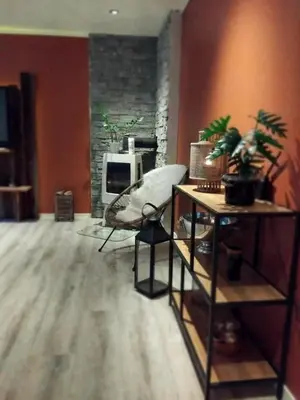 a living room with a table with plants on it at Apartment in Stryn in Stryn