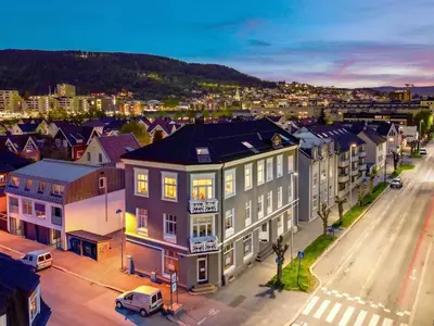 an aerial view of a city with buildings and a street at Beautiful apartment in the city center in Lii