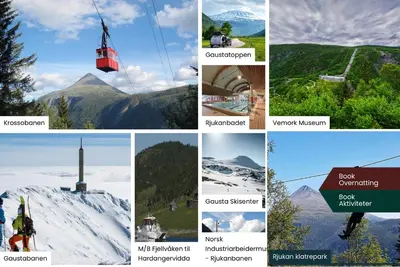 a collage of different pictures of different places at Moderne leilighet ski inn og ski ut med magisk natur in Lii