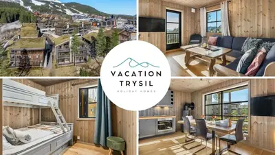 a collage of pictures of a tiny house at Trysilfjell 24 by Vacation Trysil in Trysil