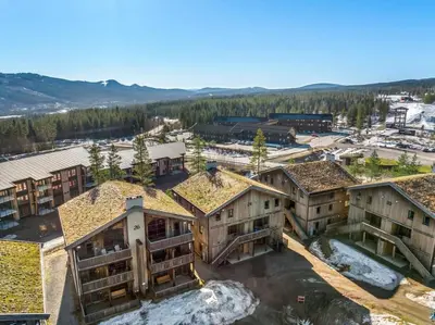 an aerial view of a resort property with snow at Trysilfjell 24 by Vacation Trysil in Trysil