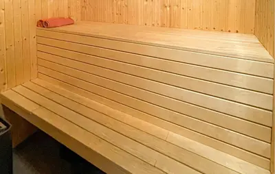 a wooden interior of a sauna with a wooden floor at Awesome Home In Trysil With Sauna in Trysil