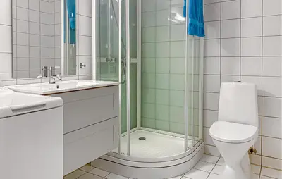 a bathroom with a shower and a toilet and a sink at Amazing Apartment In Bjorli With Sauna in Bjorli