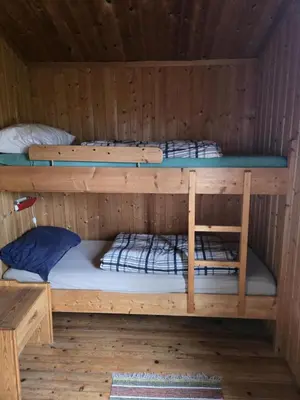 two bunk beds in a wooden cabin at Utsikten in Geilo