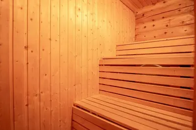 a wooden sauna with wood paneled walls at Trysilfjellet Sør 480 in Trysil