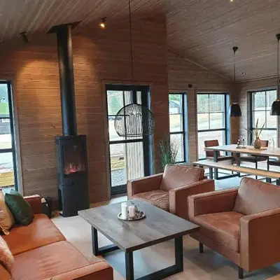 2 cabins surrounded by beautiful nature