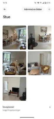 a collage of four pictures of a living room at Trondheim Center in Trondheim