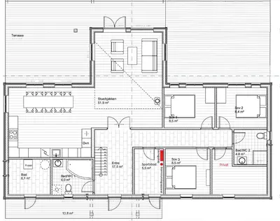 a floor plan of a house with at New cottage near the city center and ski slope in Hemsedal