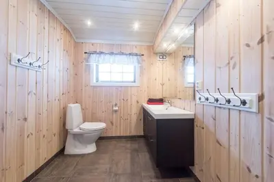 a bathroom with a toilet and a sink at Tveitehaug cabin, 3-4 bedroom cabin close to ski center in Ål