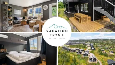 a collage of four pictures of a house at Fagerasen 790D by Vacation Trysil in Trysil