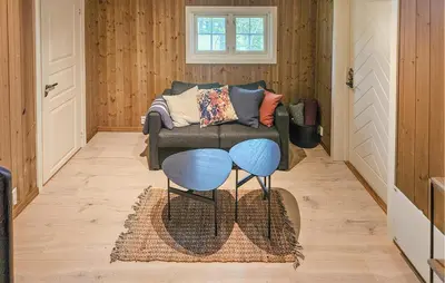 a living room with a couch and a rug at Amazing Home In Veggli With Wifi in Veggli