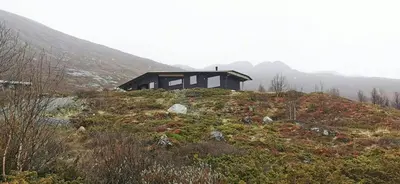 a house sitting on top of a hill at Modern Lines And Coziness In Hemsedal in Hemsedal