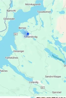 a map of ireland with a blue circle at Fotlandsvåg Guest Apartment in Bernes