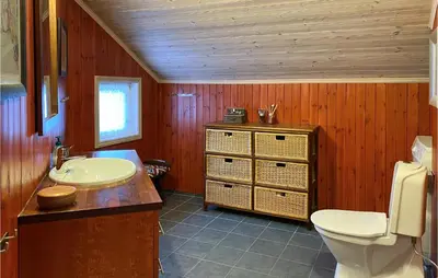 a bathroom with a toilet and a sink at Amazing Home In Lesjaverk With Wi-Fi in Bjorli