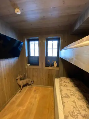 a bedroom with a bunk bed in a cabin at Hovden Alpin Lodge Appartement in Bykle