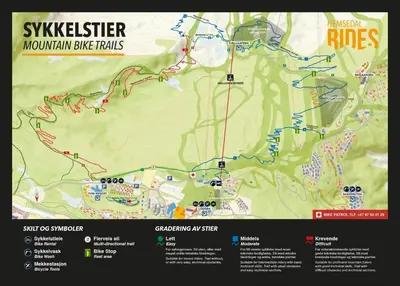 a map of the whistler mountain bike trails at Ski in-Ski out and Perfect for Families in Hemsedal