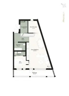 a floor plan of the proposed redevelopment of a building at Kikut Alpin Lodge 1302 in Geilo