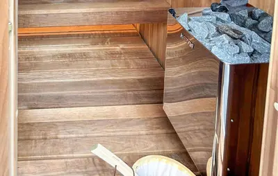 an overhead view of a wooden floor in a room at Cozy Apartment In Hemsedal With Sauna in Hemsedal