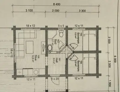 a drawing of a floor plan of a building at Newly Built Log Cabin Near Hardangervidda in Geilo