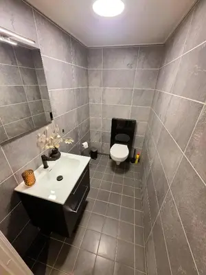 a bathroom with a sink and a toilet at Nice apartment in the center of Trysil 403 in Trysil