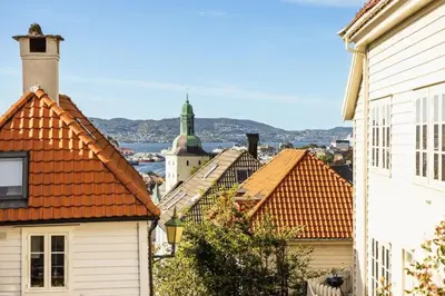 a view of roofs of buildings in a city at The 1880 Authentic Bergen Dream I 500m to Bryggen in Bergen