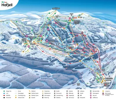 a map of a ski resort in the snow at Central apartment in Lillehammer in Lillehammer