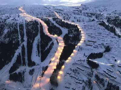 an aerial view of a river in the snow at Ski slopes nearby - Parking & WiFi in Vossevangen
