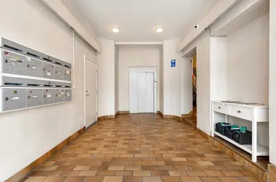 an empty hallway with at Bright and modern city center apartment in Ålesund