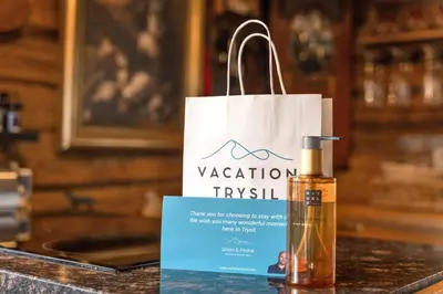 a bottle of v activation tryigil next to a bag at Trysilfjell hytteomrade 587 by Vacation Trysil in Hovi