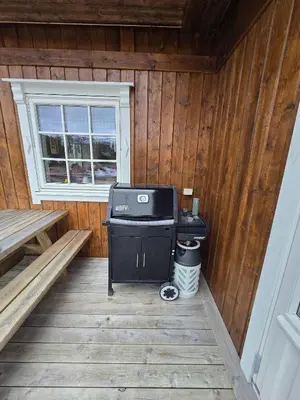 a small stove in the corner of a cabin at Cozy Cabin Retreat in Fl, Norway - Perfect for Families and Nature Lovers in Flå